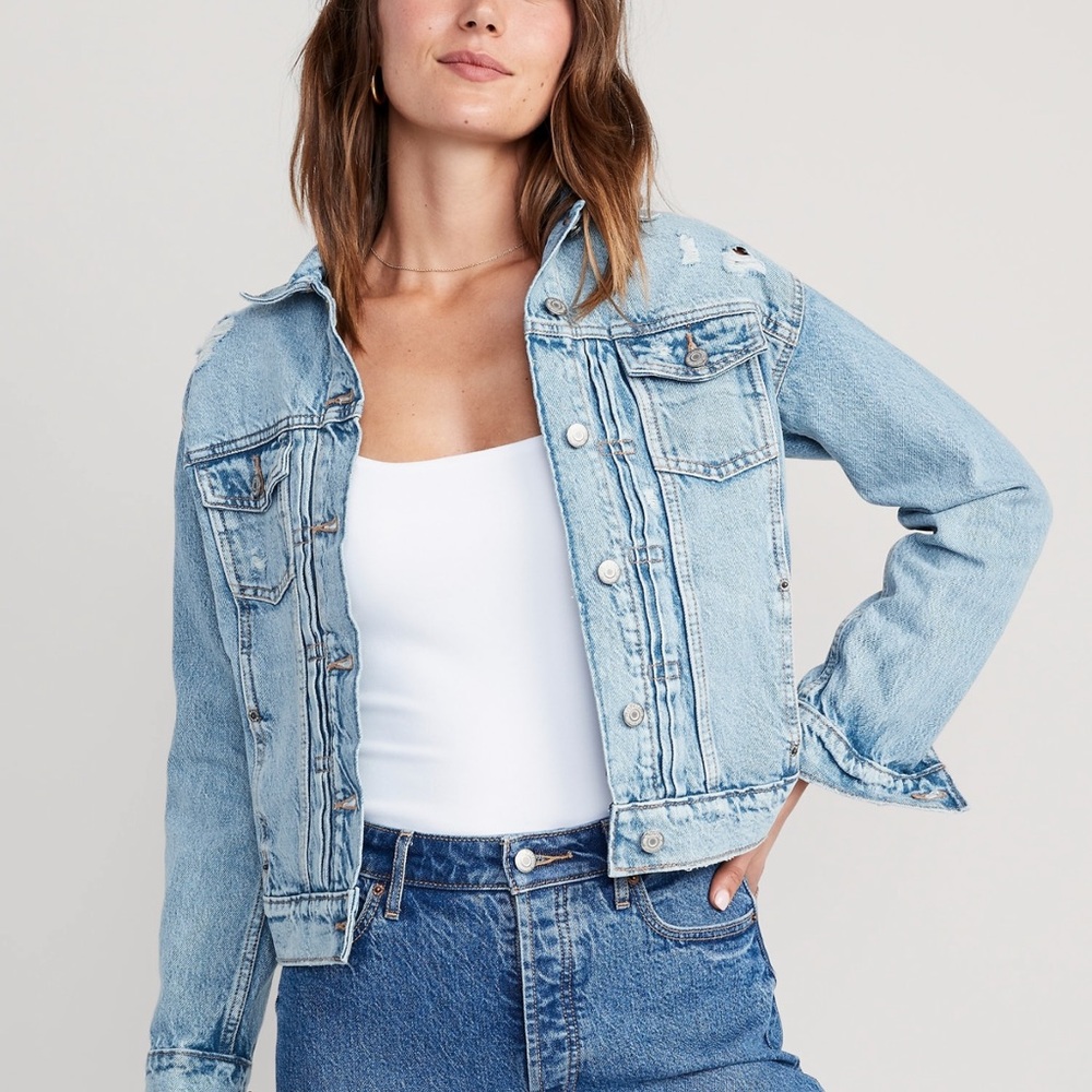 Classic Denim Jacket- distressed light wash